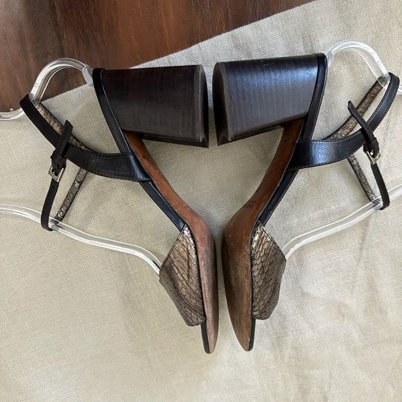 SCANLAN THEODORE Moro Heeled Sandals in Snakeskin Bronze Espresso - Picture 6 of 12